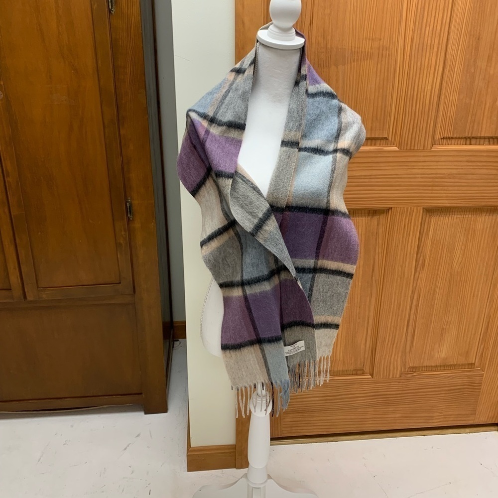 Touch of Cashmere house of Edinburgh cashmere wool blend fringed plaid scarf